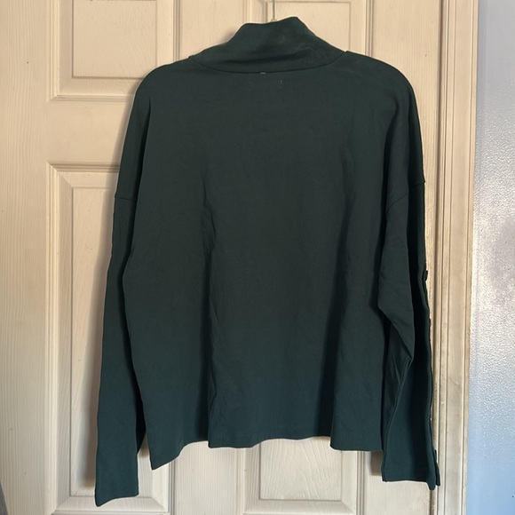 NWOT Madewell green lane Button-Sleeve Turtleneck Top - Picture 3 of 5